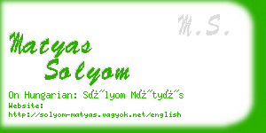 matyas solyom business card